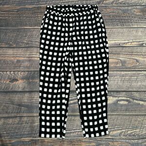 Chicos Women's Size‎ 1 (US8)Black White Polka Dot Wide Leg Stretch Pull On Pants